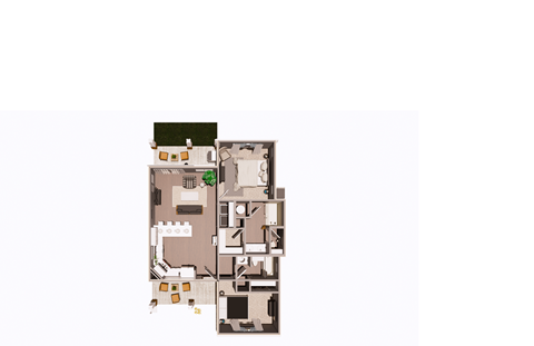 Floor plan for 2 beds, 2 baths, 1000 sqft